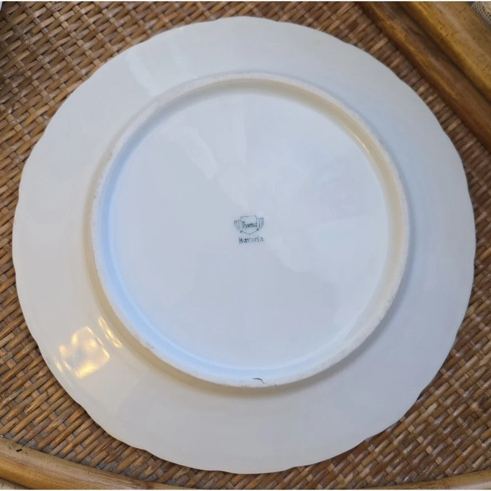 Antique Porcelain Plates 'Louvre' Series Hand- Painted Pink And Yellow Roses